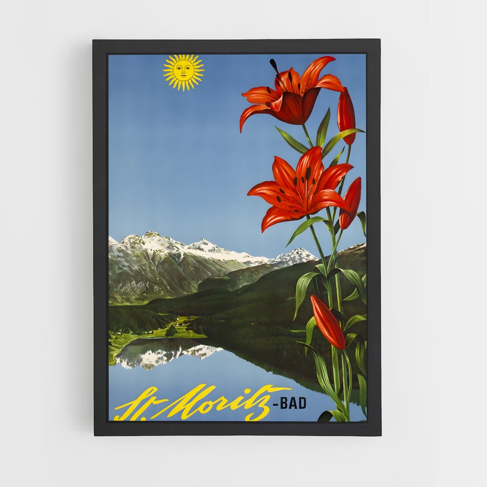 Poster Fleurs des Alpes – affiche Jeux Olympiques (vue 2)